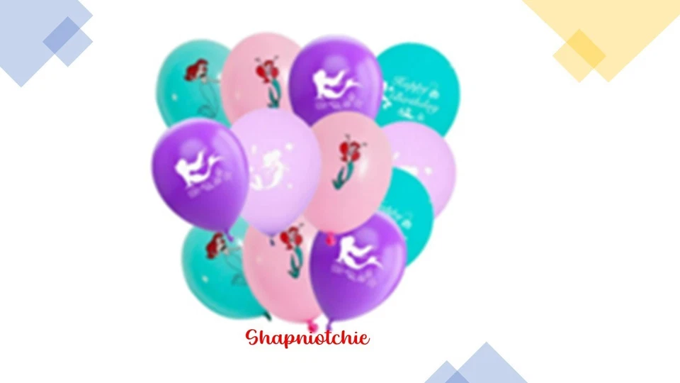 Kids Party Little Mermaid Latex Balloons 12 Pcs - Birthday Parties Balloon New - image 1 of 1