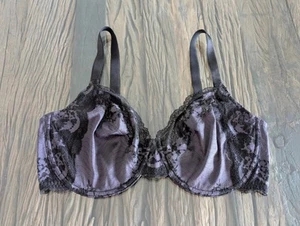 New Wacoal 40D Lace Affair Black Graphite Unlined Underwire Bra Style 855256  - Picture 1 of 17