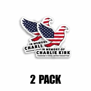 In Loving Memory of Charlie Kirk Freedoms Voice Sticker USA Eagle Decal 2PK - Picture 1 of 2