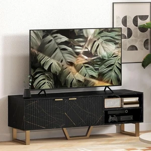 TV Unit Stand Cabinet Sideboard Shelves Display Marble Effect - Picture 1 of 10
