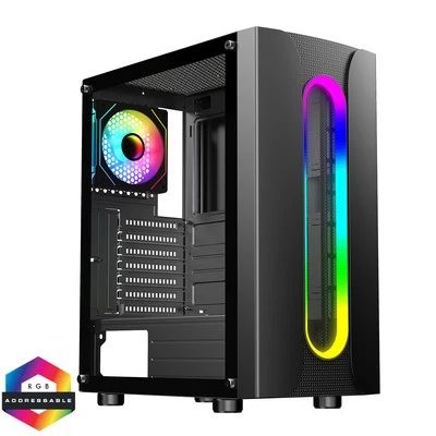 CiT Sauron Mid Tower Black ATX RGB PC Gaming Case CITSAURON - Image 1 of 4