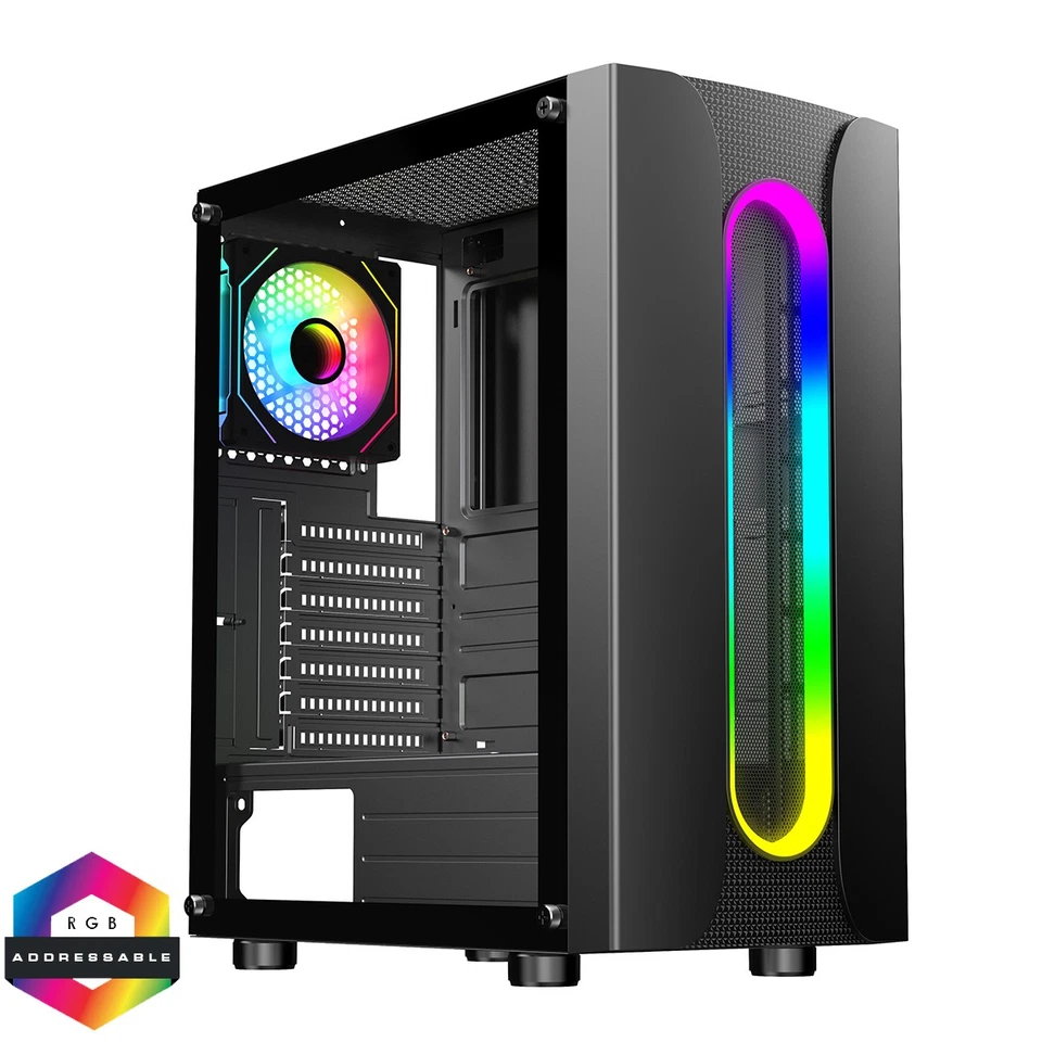 CiT Sauron Mid Tower Black ATX RGB PC Gaming Case CITSAURON - Image 1 of 4