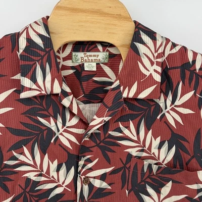 Tommy Bahama Mens XXL Silk Camp Shirt Short Sleeve Tropical Leaf Print Red - Image 1 of 4