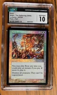 Rout  Invasion MtG CGC 10 2000 FOIL 34/350 TOP POP - Image 1 of 2