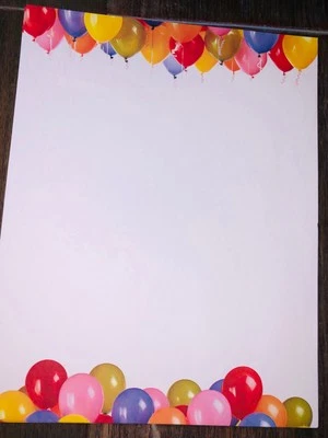 NEW Colorful Balloons  Printer Paper Letterhead 5 Sheets 8.5” x 11” - Image 1 of 2