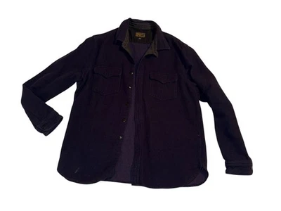 Wallace & Barnes J. CREW Wool Blend Button Down Western Work Shirt Navy Large L - Image 1 of 4
