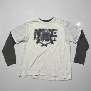 Nike Football Sweatshirt Long Sleeve Youth XLarge 18 20 White Gray Y2K VIntage - Picture 1 of 8