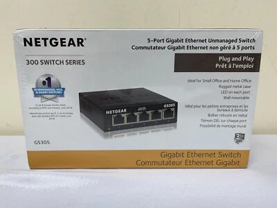 Netgear GS305 300PAS 4 Port Gigabit Ethernet Unmanaged Switch NEW SEALED - Image 1 of 3