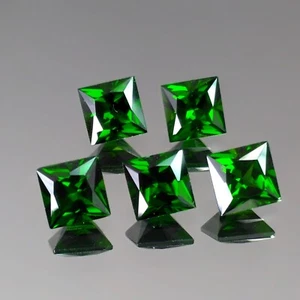 6.36cts 6mm Princess AAA color Natural Chrome Green Diopside Loose Gemstones - Picture 1 of 3