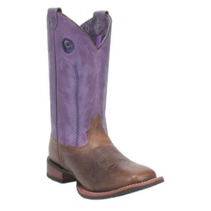 3120 Laredo Mujer Bonnie Punta Cuadrada Bota de Vaquero - Tabaco/Púrpura NUEVA - Imagen 1 de 15