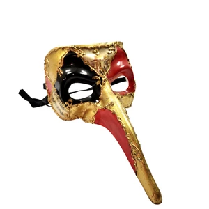 NWT Venetian Paper Mache Long Nose Masquerade Face Mask Mardi Gras - Picture 1 of 5