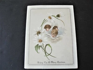 Wishing you a Merry Christmas, Flowers, Children- Vintage Trade Card. - Imagen 1 de 2