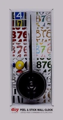 BNIB DIY Peel & Stick Wall Clock Choose From 12 Fun Number Sets (Enclosed) - Image 1 of 2