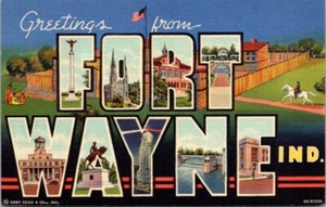 Tarjeta postal grande vintage Saludos desde South Bend Indiana A06 - Imagen 1 de 2