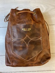 Howl and Hide Supply Co Made in USA Leather Drawstring Bag - Picture 1 of 9
