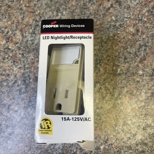 Cooper TR7735V-BOX LED Nightlight & Receptacle, Ivory - Picture 1 of 2