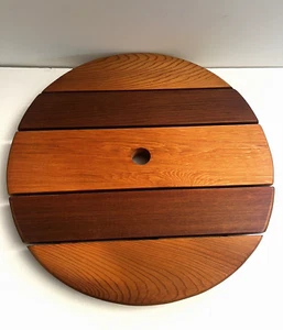 Vintage Cedar Wood Round Picnic Table Lazy Susan 22" New in Box made in USA - Picture 1 of 11