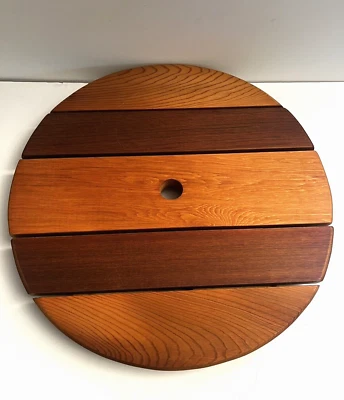 Vintage Cedar Wood Round Picnic Table Lazy Susan 22" New in Box made in USA - Image 1 of 4