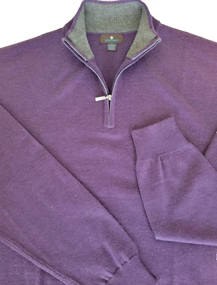 Toscano Firenze 1/4 Zip Sweater Merino Wool Purple Mens XL by Assaraf Golf Dad - Изображение 1 из 4