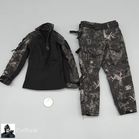 1:6 Scale Flagset End War Ghost 2.0 Black Kryptek Camo Uniform for 12" Figures Cover