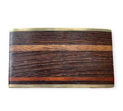 Desert Mountain Crafts Unisex Latón Incrustaciones Rayas Madera Cinturón Hebilla Marrón Foto 1 de 4