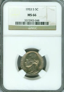 1953 S JEFFERSON NICKEL NGC MS66 PQ 2ND FINEST REGISTRY  * - Picture 1 of 4