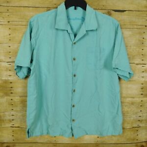 Tommy Bahama Men Short Sleeve Shirt Size XL Blue Silk