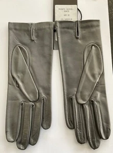 Gants femme cuir agneau gris souris doublés soie - fabrication 100% italienne - Imagen 1 de 2