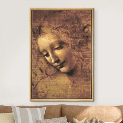 Impresión en lienzo arte de pared enmarcado Wall26 Leonardo Da Vinci - La cabeza de una mujer Foto 1 de 4