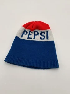 Vintage Pepsi Beanie Cap Red White and Blue Knit Toboggan Hat 1970's 1980's - Picture 1 of 4