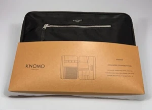 Knomo London Compact 13" Cross Body Tech Organizer Black Silver Hardware Zip NEW - Picture 1 of 6