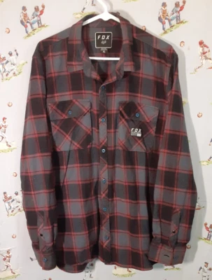 🦊 Fox Racing Flannel Shirt Mens XL Multicolor Plaid Long Sleeve Button Up Moto - Image 1 of 4