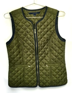 Tommy Hilfiger gilet imbottito trapuntato donna taglia media verde oliva blu navy zip - Foto 1 di 10