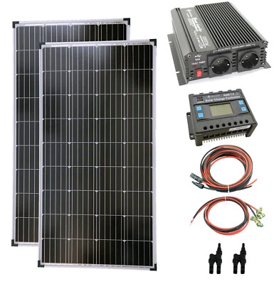solartronics Photovoltaik Set 2x130 Watt Solarmodul 1000 Watt Wandler Laderegler - Bild 1 von 4