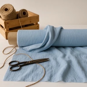 Baby Blue Eyes Linen Blend Fabric by the Yard – Clothing, Home Décor & Crafts - Picture 1 of 10