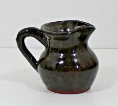 ANTIGUA PRIMITIVA PEQUEÑA 2" MANGO DE GRES JARRA VENDEDOR MUESTRA? FIRMADO Foto 1 de 3