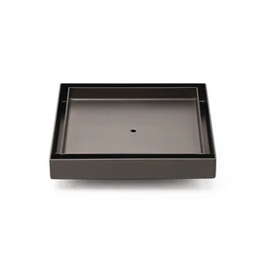 Bathroom Gun Metal 150mm Tile Insert Floor Drain Shower Grate 80mm Waste Outlet - Picture 1 of 4