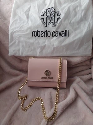 Roberto Cavalli Pink Logo Crest Chain Crossbody Bag - Image 1 of 4