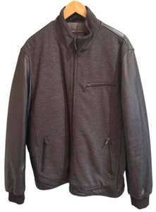 Bugatchi Black Lamb Skin & Knit Jacket Men's Size XXL Good Pre-Owned Condition - Picture 1 of 10