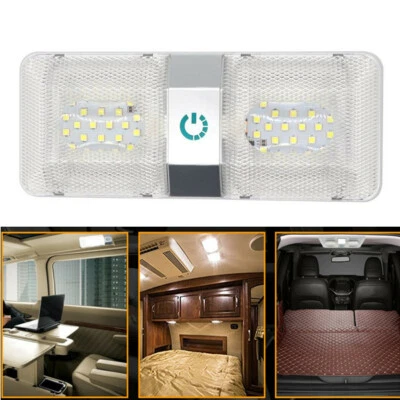  1PCS RV 48LED 12v Ceiling Fixture Double Dome Light For Camper Trailer Marine - Image 1 of 4