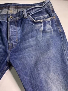 Lee Cooper Denim Premium 36X32 Zippered Back Pockets Leather Pull Blue Selvedge - Picture 1 of 13