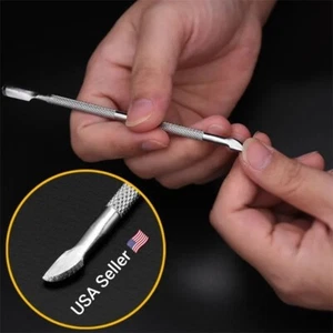 1PC Nail Care Art Tools Stainless Steel Cuticle Pusher Double Head Spoon Remover - Picture 1 of 7