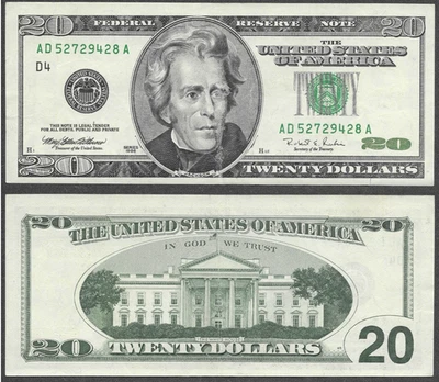 1996 US $20 Twenty Dollar Bill 'Monochrome' Note (Cleveland Federal Reserve) - Image 1 of 4