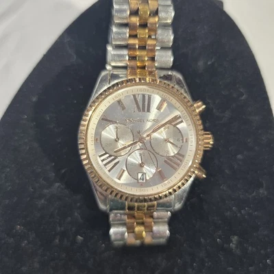 Michael Kors MK5735 Lexington Chronograph Silver Dial Tri-Tone Women's Watch 6" - Image 1 of 4