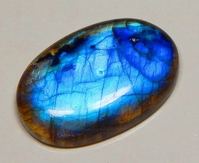 66 Ct TOP 100% Natural Azul Oscuro Fuego Labradorita Ovalado Cabujón Piedra... - Imagen 1 de 2