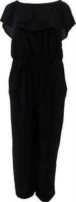 Haute Hippie Tribe Jumpsuit Front Ruffle Black L NWOT (1041) - Image 1 of 4