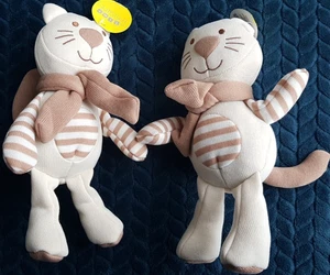 New 2 Card Factory Cat Tiny Treasures Soft Toy beige cream brown smooth knitted - Picture 1 of 10