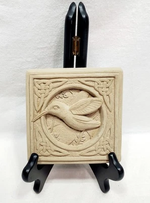 Placa de cantería de jardín colibrí nudo celta Carruth Studio vintage 1995 Foto 1 de 4