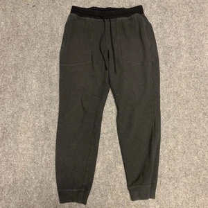 RARE Lululemon At Ease Textured Double Knit Cotton Joggers Men Large Black Grey - Picture 1 of 8