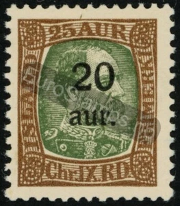 Iceland 1922 (AFA 107, MI 107, SC 132) Surcharge 20 aur on 25 aur - MH - Picture 1 of 1
